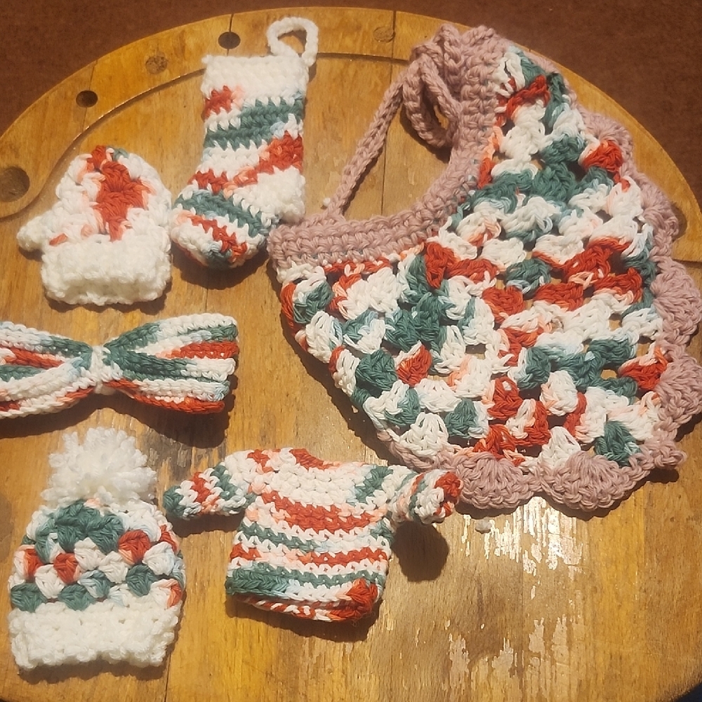 Handmade Multicolor Crochet Accessories Set
